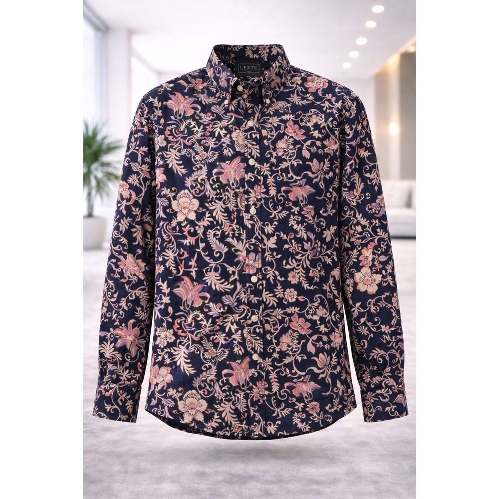 Topman Mens Large Stretch Skinny Fit Floral Paisley Long Sleeve Button Up Shirt